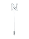 Peluche Alphabet 'N' Silver Lapel Pin for Men
