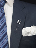 Peluche Alphabet 'N' Silver Lapel Pin for Men