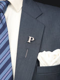Peluche Alphabet 'P' Silver Lapel Pin for Men