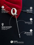 Peluche Alphabet 'Q' Silver Lapel Pin for Men
