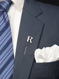 Peluche Alphabet 'R' Silver Lapel Pin for Men