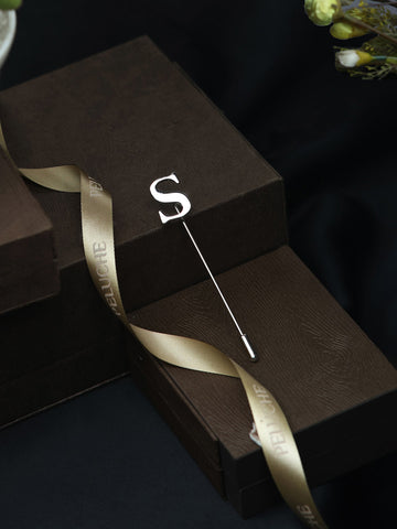 Peluche Alphabet 'S' Silver Lapel Pin for Men