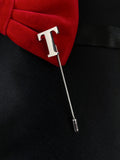 Peluche Alphabet 'T' Silver Lapel Pin for Men