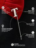Peluche Alphabet 'T' Silver Lapel Pin for Men