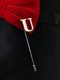 Peluche Alphabet 'U' Silver Lapel Pin for Men