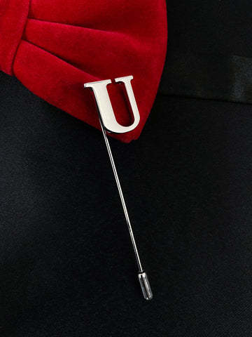 Peluche Alphabet 'U' Silver Lapel Pin for Men