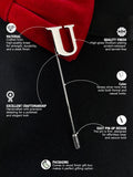 Peluche Alphabet 'U' Silver Lapel Pin for Men