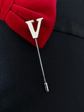 Peluche Alphabet 'V' Silver Lapel Pin for Men