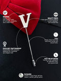 Peluche Alphabet 'V' Silver Lapel Pin for Men