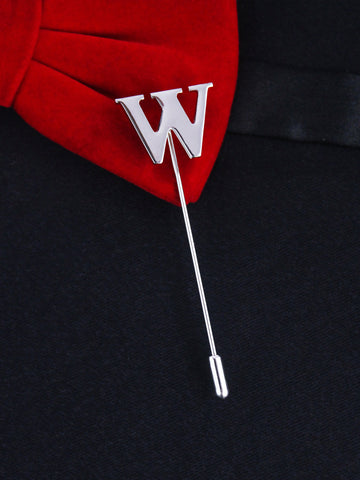Peluche Alphabet 'W' Silver Lapel Pin for Men