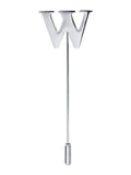 Peluche Alphabet 'W' Silver Lapel Pin for Men