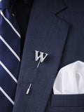 Peluche Alphabet 'W' Silver Lapel Pin for Men