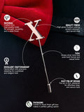 Peluche Alphabet 'X' Silver Lapel Pin for Men