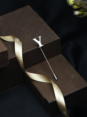 Peluche Alphabet 'Y' Silver Lapel Pin for Men