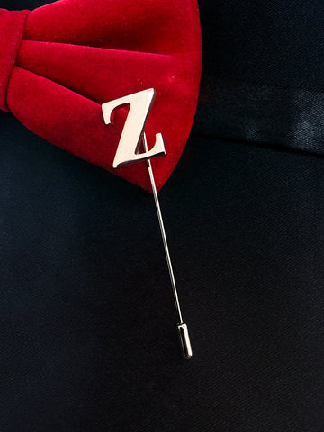 Peluche Alphabet 'Z' Silver Lapel Pin for Men