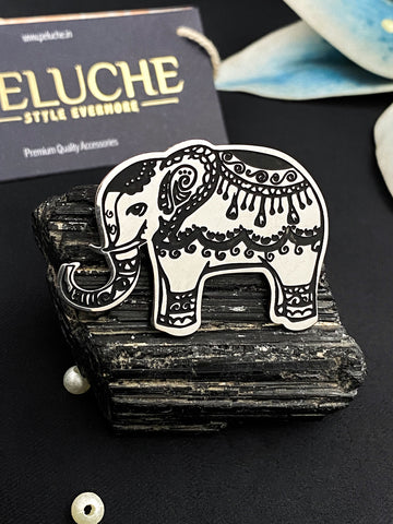 Peluche Royal Elephant Silver Stainless Steel Brooch For Men