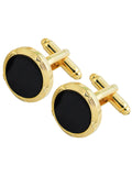 Peluche Golden and Black Crystal Studded & Shirt Studs Set