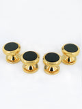 Peluche Golden and Black Crystal Studded & Shirt Studs Set