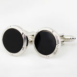 Peluche Silver and Black Crystal Studded & Shirt Studs Set