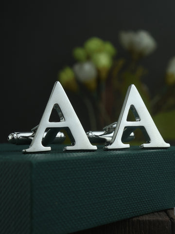 Peluche Silver Coloured Alphabet Cufflink (Letter A)