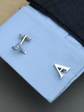Peluche Silver Coloured Alphabet Cufflink (Letter A)