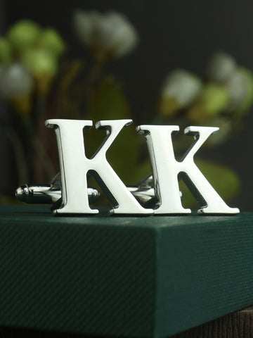 Peluche Silver Coloured Alphabet Cufflink (Letter K)