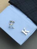 Peluche Silver Coloured Alphabet Cufflink (Letter K)