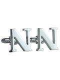 Peluche Silver Coloured Alphabet Cufflink (Letter N)