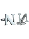 Peluche Silver Coloured Alphabet Cufflink (Letter N)