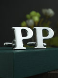Peluche Silver Coloured Alphabet Cufflink (Letter P)