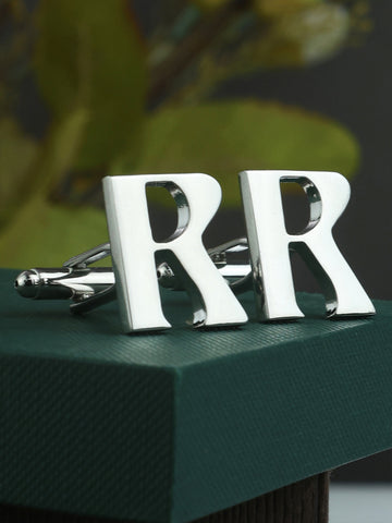 Peluche Silver Coloured Alphabet Cufflink (Letter R)