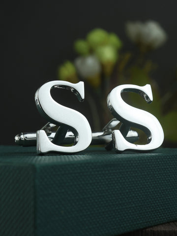 Peluche Silver Coloured Alphabet Cufflink (Letter S)