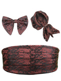 Peluche Fine Elegance Black Cummerbund, Bow Tie & Pocket Square Set