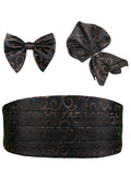 Peluche Ritzy Black Cummerbund, Bow Tie & Pocket Square Set