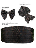 Peluche Ritzy Black Cummerbund, Bow Tie & Pocket Square Set