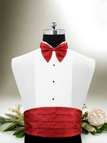 Peluche Fab Red Cummerbund, Bow Tie & Pocket Square Set