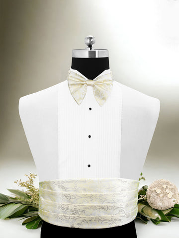 Peluche The Pale Lilac Beige Cummerbund, Bow Tie & Pocket Square Set