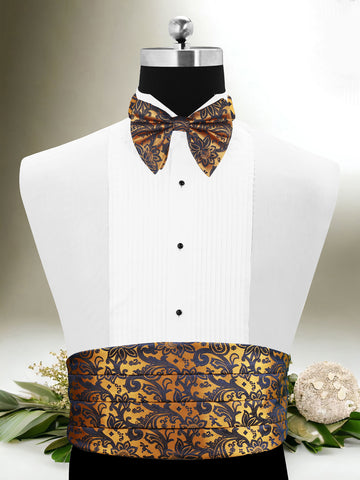 Peluche The Woodlot Copse Golden Cummerbund, Bow Tie & Pocket Square Set