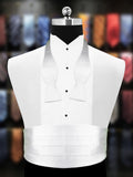 Peluche Royal White Cummerbund, Open Bow Tie & Pocket Square Set for Men