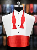 Peluche Sultry Red Cummerbund, Open Bow Tie & Pocket Square Set for Men