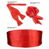 Peluche Cummerbund, Open Bowtie & Pocket Square Set for Men