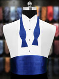 Peluche Dark Blue Cummerbund, Open Bow Tie & Pocket Square Set for Men