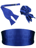 Peluche Dark Blue Cummerbund, Open Bow Tie & Pocket Square Set for Men