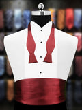 Peluche Burgundy Onyx Cummerbund, Open Bow Tie & Pocket Square Set for Men