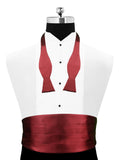 Peluche Burgundy Onyx Cummerbund, Open Bow Tie & Pocket Square Set for Men