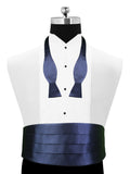 Peluche Blue Affair Cummerbund, Open Bow Tie & Pocket Square Set for Men