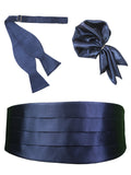 Peluche Blue Affair Cummerbund, Open Bow Tie & Pocket Square Set for Men