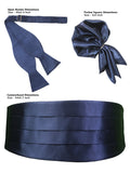 Peluche Blue Affair Cummerbund, Open Bow Tie & Pocket Square Set for Men