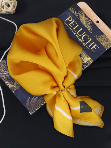 Peluche Classic Hue Yellow Pocket Square for Men (14X14 inches)