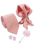 Kavove Classy Peach 4 Pcs Gift Box (1 Necktie, 1 Pocket Square, 1 Pair of Cufflinks, 1 Brooch)